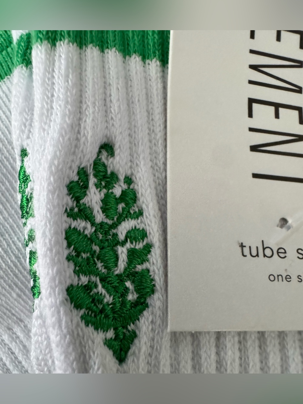 NWT Free People Spring Break Prep Socks ~ Green White ~ One Size - Picture 6 of 7